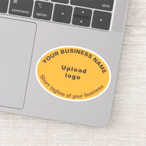 Business Tagline on Orange Color Oval Shape Vinyl Sticker