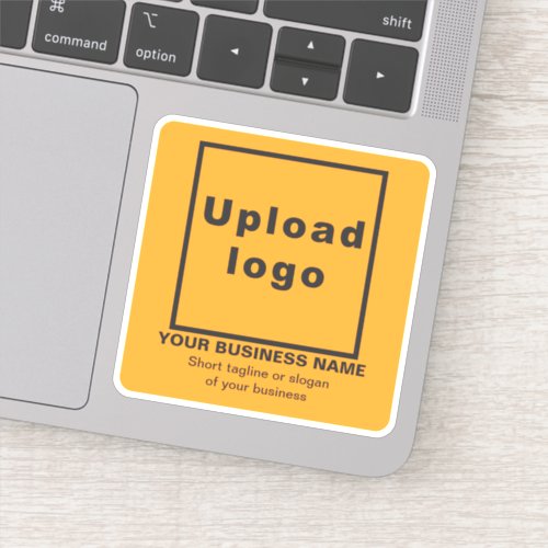 Business Tagline on Orange Color Square Vinyl Sticker