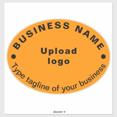 Business Tagline on Orange Large Oval Shape Vinyl Sticker