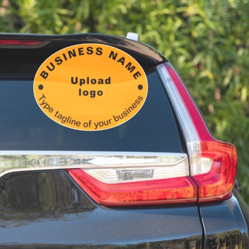 Business Tagline on Orange Large Oval Shape Vinyl Sticker