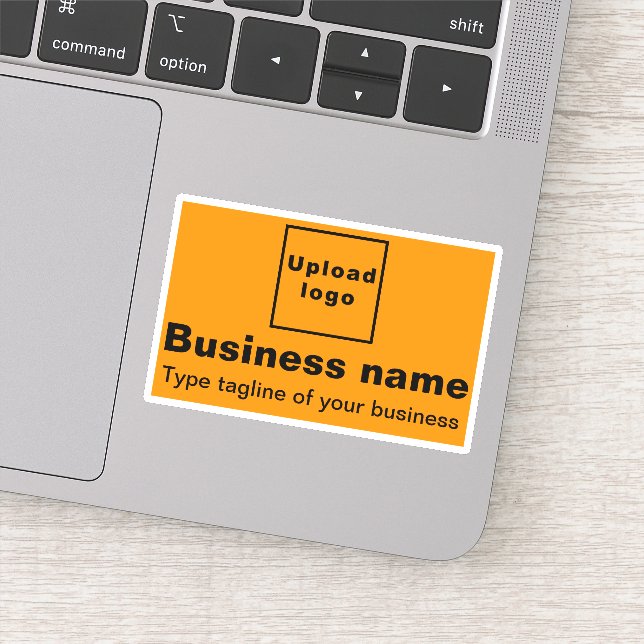Business Tagline on Orange Rectangle Vinyl Sticker (Detail)