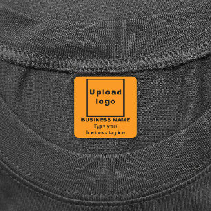 Business Tagline on Orange Square Iron On Label