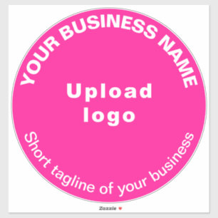 Business Tagline on Pink Large Round Vinyl Sticker
