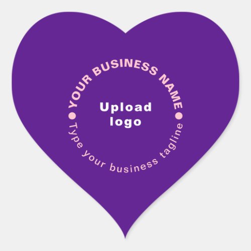 Business Tagline on Purple Heart Shape Sticker