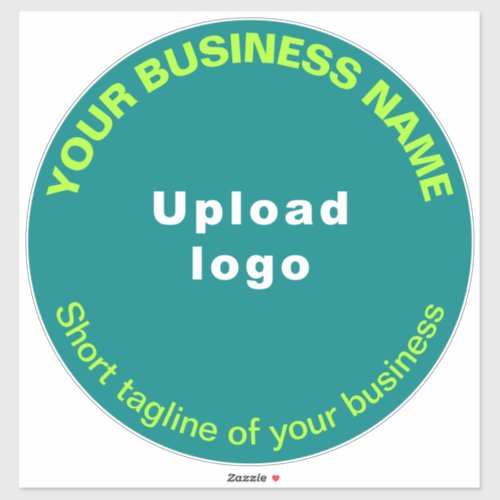 Business Tagline on Teal Green Large Round Vinyl Sticker