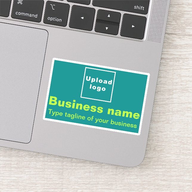 Business Tagline on Teal Green Rectangle Vinyl Sticker (Detail)