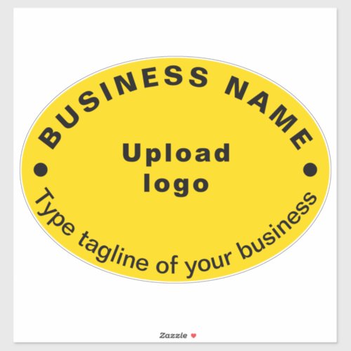 Business Tagline on Yellow Large Oval Shape Vinyl Sticker