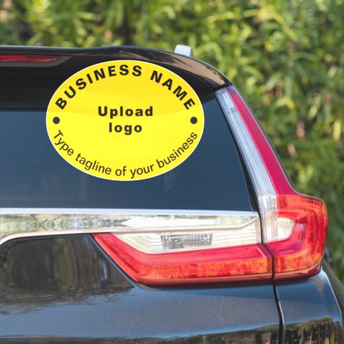 Business Tagline on Yellow Large Oval Shape Vinyl Sticker