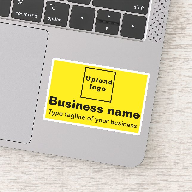 Business Tagline on Yellow Rectangle Vinyl Sticker (Detail)