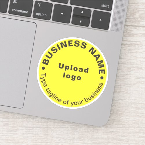 Business Tagline on Yellow Round Vinyl Sticker