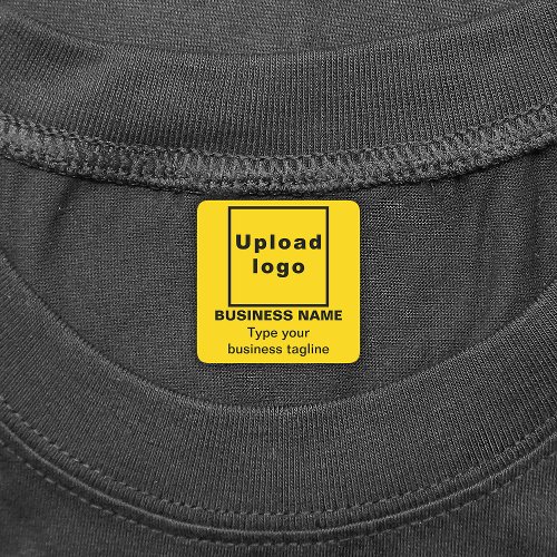 Business Tagline on Yellow Square Iron On Label