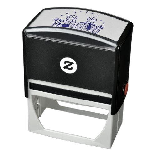 Business talk dicuss colleague self_inking stamp