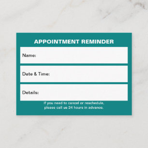 Business Teal Appointment Card
