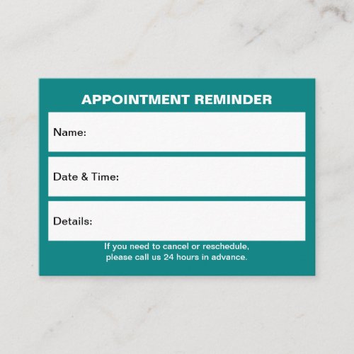 Business Teal Appointment Card