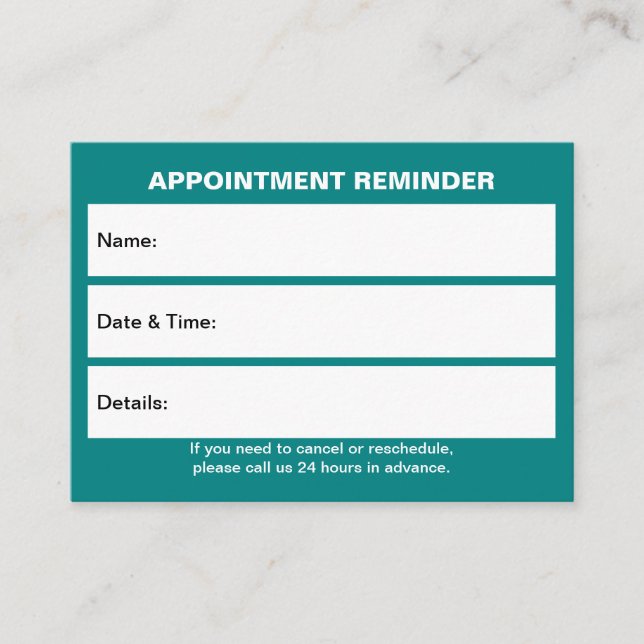 Business Teal Appointment Card (Front)