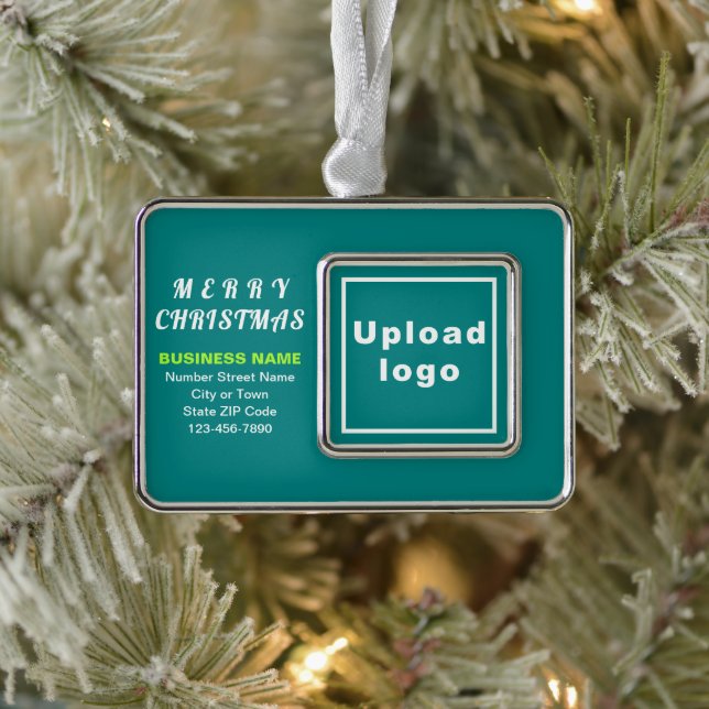 Business Teal Green Framed Rectangle Christmas Ornament (Tree)