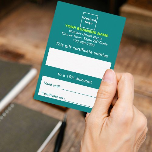 Business Teal Green Gift Certificate