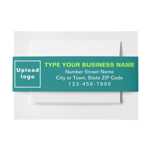 Business Teal Green Landscape Format Invitation Belly Band (Front Example)
