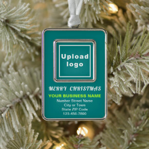 Business Teal Green Portrait Rectangle Framed Christmas Ornament