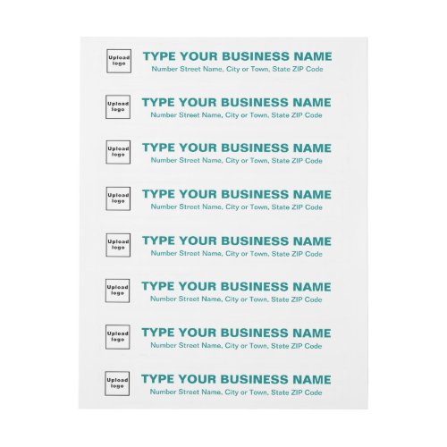 Business Teal Green Texts on White Return Address Wrap Around Label