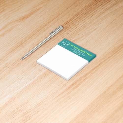 Business Teal Heading White Square post it note