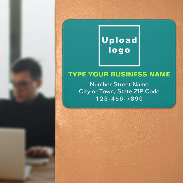 Business Teal Rectangle Door Sign (Build brand name awareness. Your business brand on teal green rectangle door sign.)