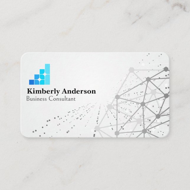 Business Tech Logo | Networking Background Business Card (Front)