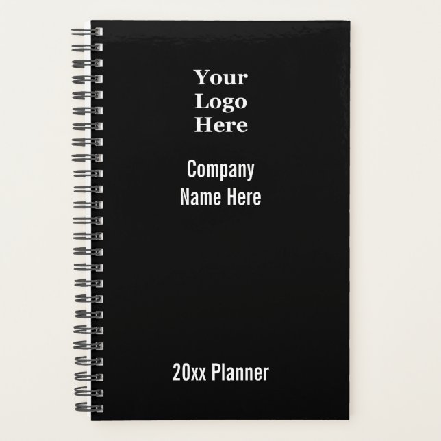 Business Template Black and White Your Logo Here Planner (Front)