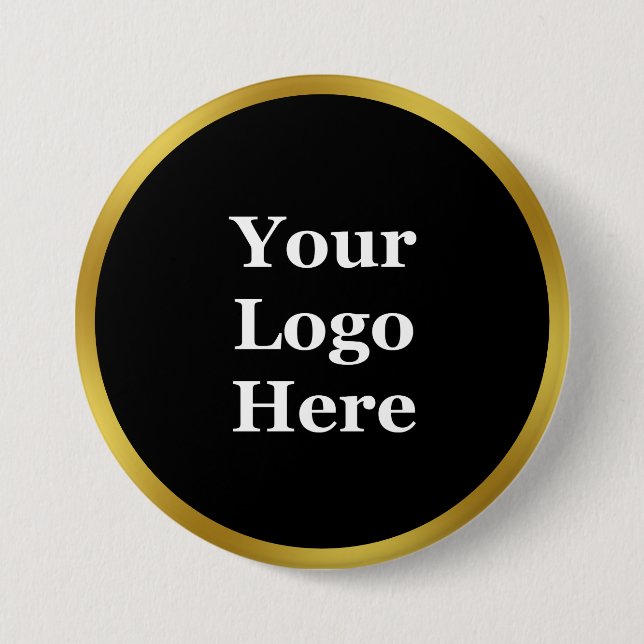 Business Template Black & Gold Your Logo Here Button (Front)
