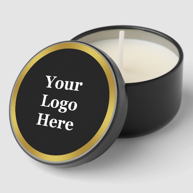 Business Template Black & Gold Your Logo Here Mini Candle Favors (Corner)