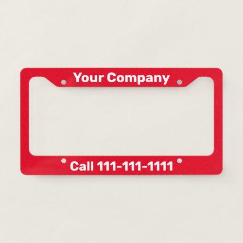 Business Template Bright Red and White Promotional License Plate Frame