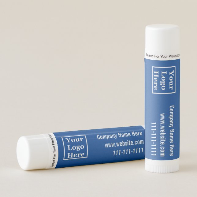 Business Template Dark Blue Your Logo Here Lip Balm (Front)