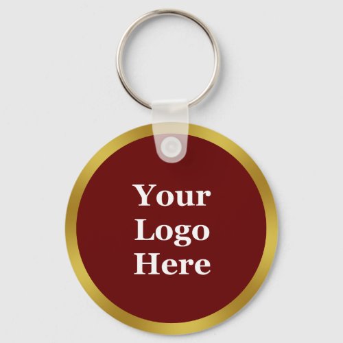 Business Template Dark Red  Gold Your Logo Here Keychain