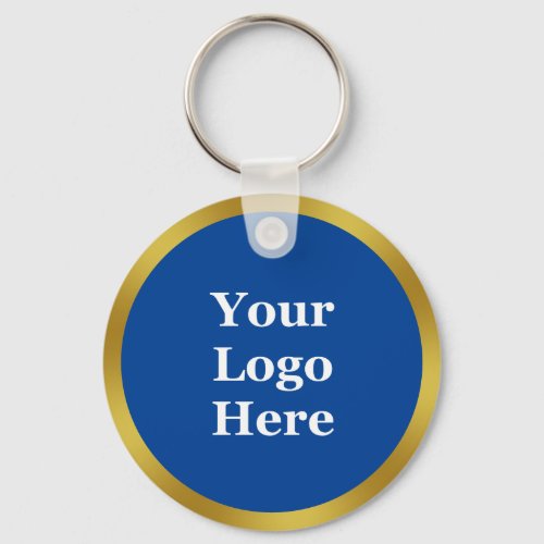 Business Template Deep Blue  Gold Your Logo Here Keychain