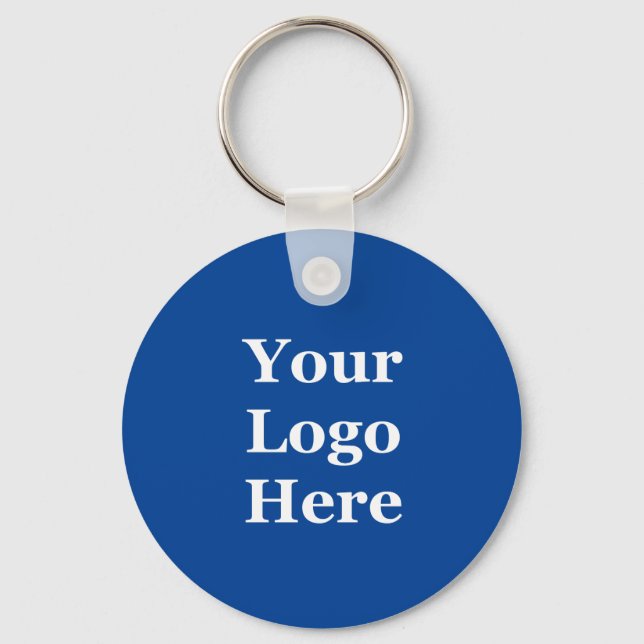 Business Template Deep Blue Your Logo Here Keychain (Front)