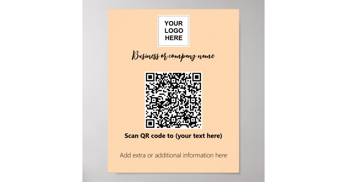 Orange Color Example Qr Code Business template Orange logo qr code Poster | Zazzle