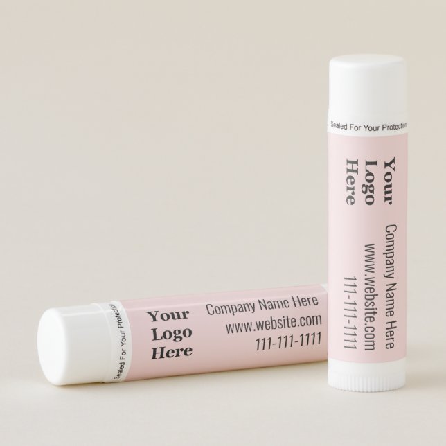 Business Template Pale Pink Your Logo Here Lip Balm (Front)