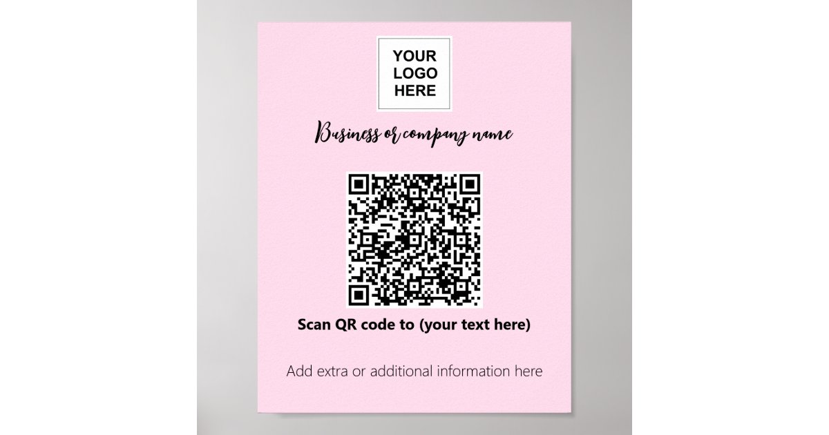 Business template Pink Blush logo qr code Poster | Zazzle