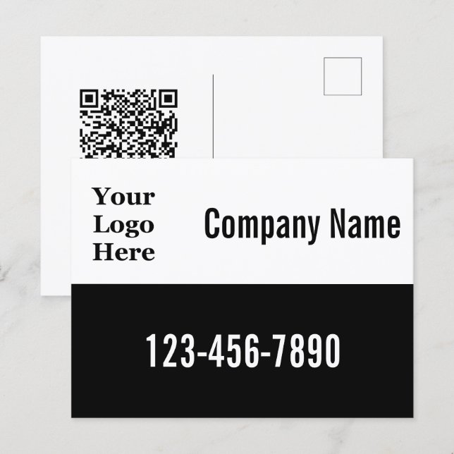 Business Template QR Code and Your Logo Here Postcard (Front/Back)
