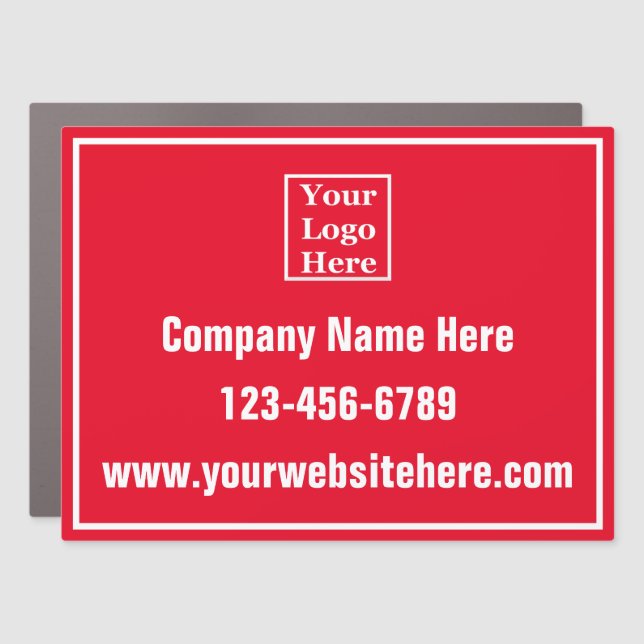 Business Template Red and White Your Logo Here Car Magnet (Front)