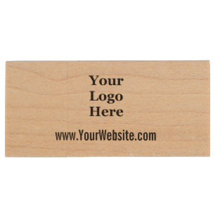 Business Template Website & Your Logo Here Wood Flash Drive