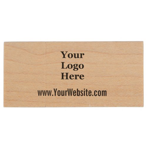 Business Template Website  Your Logo Here Wood Flash Drive