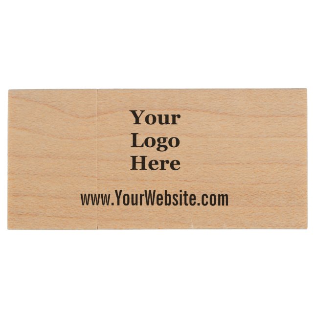 Business Template Website & Your Logo Here Wood Flash Drive (Back)