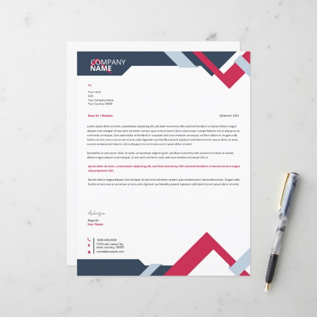 Business Tetterhead Template (Front/Back In Situ)