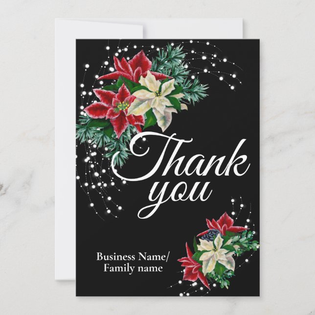 Business Thank You Appreciation Floral Black Card (Front)