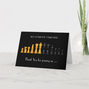 Business Thank You - Black-Gold Chess Pieces Card