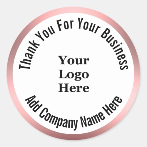 Business Thank You Black White Pink Your Logo Here Classic Round Sticker