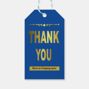 Business Thank You Blue Typography Gift Tag