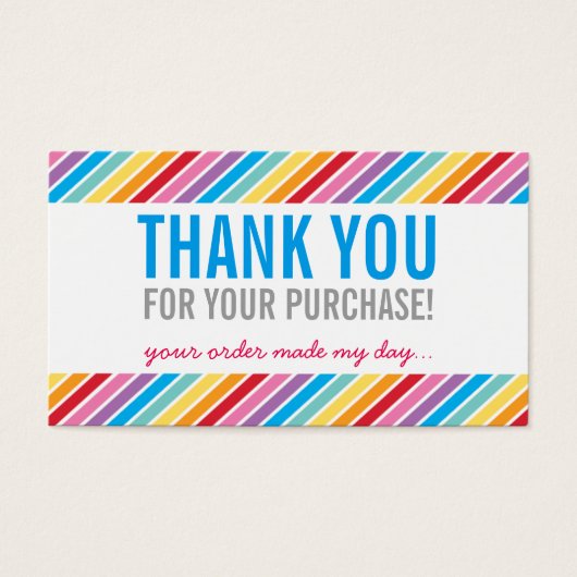 BUSINESS THANK YOU bright colorful rainbow stripe (Front)
