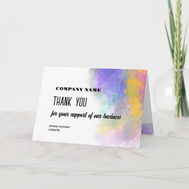 Business Thank You Bright Colorful Watercolor  (Front)